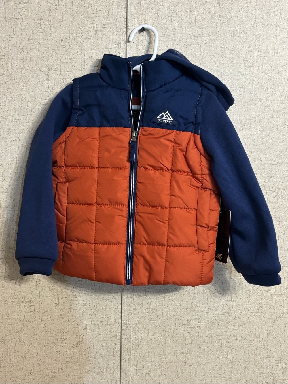 Kids' Navy & Orange Quilted Hoodie Sweatshirt by IXTREME